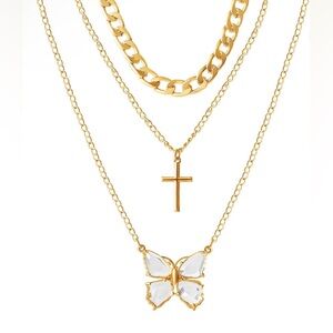 Butterfly 🦋 wings 🪽 (Layered 3 chain Necklace)